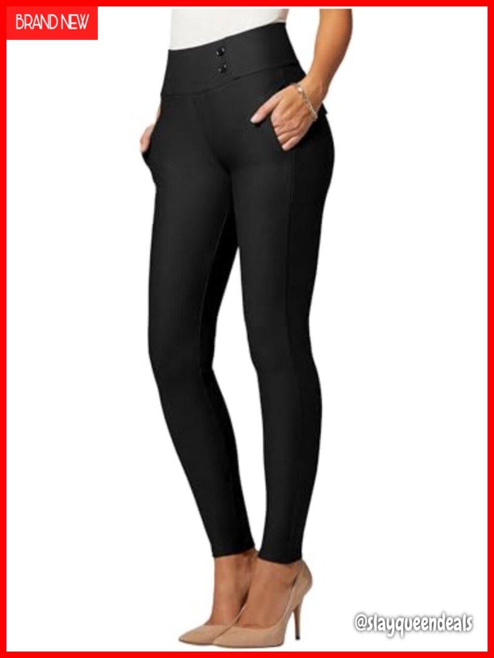 High Rise Tapered Stretch Ponte Pants for Women Tummy Control Work Slacks with